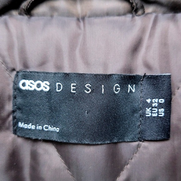 ASOS Design Brown Quilted Oversized Bomber Jacket Utility Gorpcore Size 0 - Picture 4 of 8
